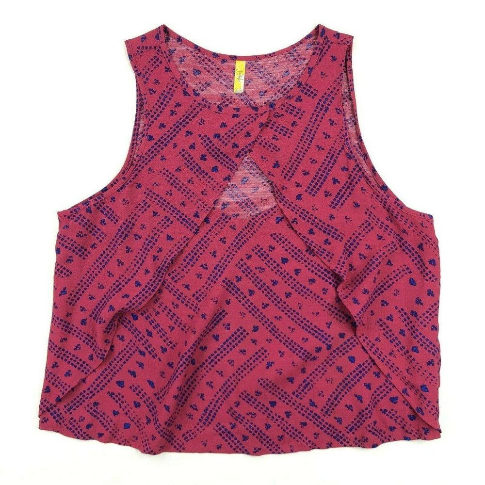 Free People Front Keyhole Cutout Boho Print Tank